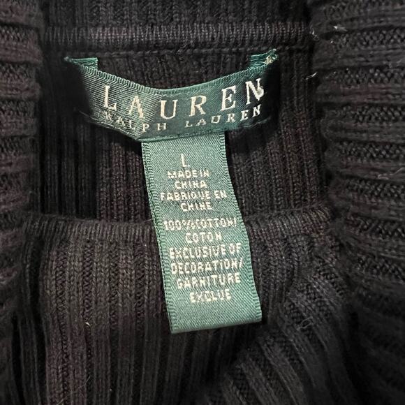 Lauren Ralph Lauren Women's Turtleneck Sweater Black White Stripes Size Large - Picture 5 of 9